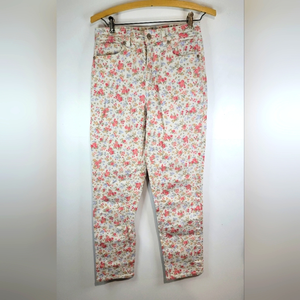 American Eagle Floral Denim Stretch Jeans size 2.